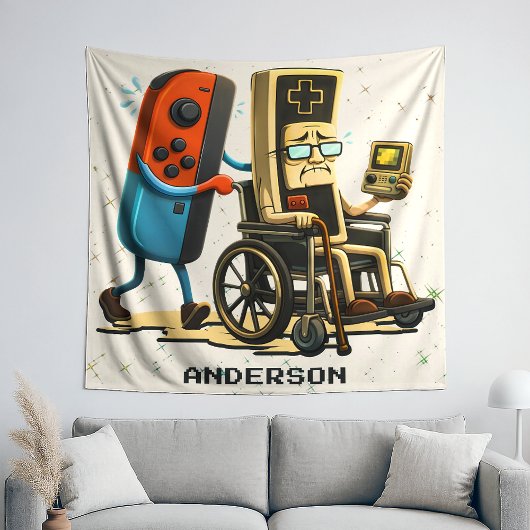 Respecteer Je Ouderen Gaming Controle Retro Grappi Wandkleed