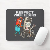 Respecteer je Ouderen Retro Gamen Grappige Control Muismat (Met muis)