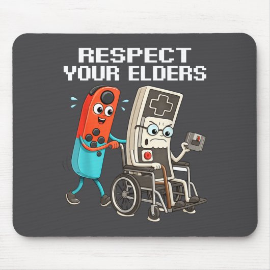Respecteer je Ouderen Retro Gamen Grappige Control Muismat (Voorkant)