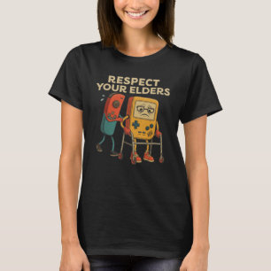 Respecteer je Ouderen Retro Gamen Grappige Gamer C T-shirt