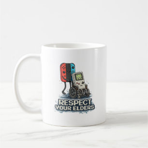 Respecteer je Ouderen Retro Gaming Design Koffiemok
