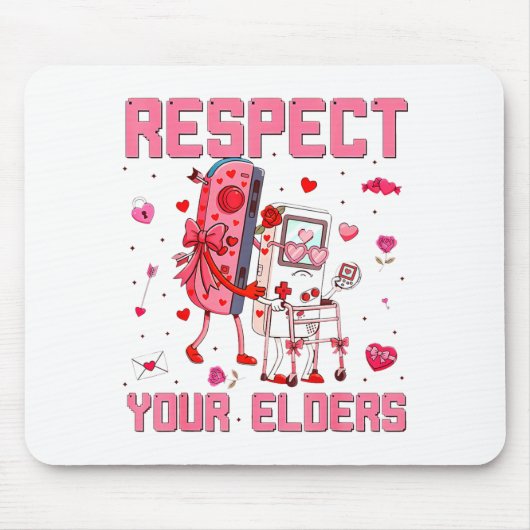 Respecteer je Ouderen Videogame Gamecontroller Muismat (Voorkant)