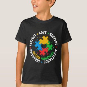 Respecteer Liefde Steun Autisme Bewustzijn Puzzel T-shirt