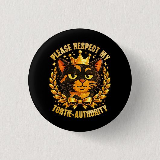 Respecteer mijn schildpad-autoriteit Grappige kat Ronde Button 3,2 Cm (Voorkant)
