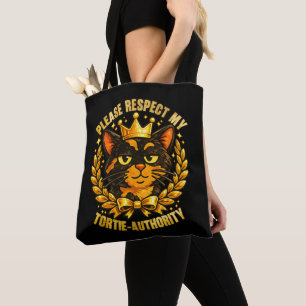 Respecteer mijn schildpad-autoriteit Grappige kat Tote Bag