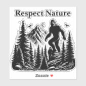 Respecteer Natuur Yeti Bigfoot Ink Art Sticker (Vel)