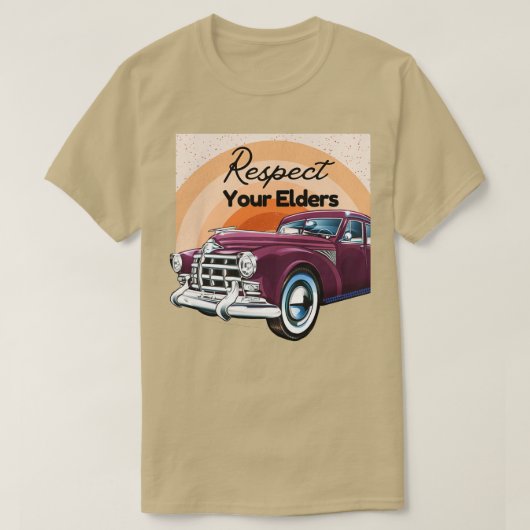 Respecteer uw oudere grappige Retro Vintage T-shirt (Design voorkant)