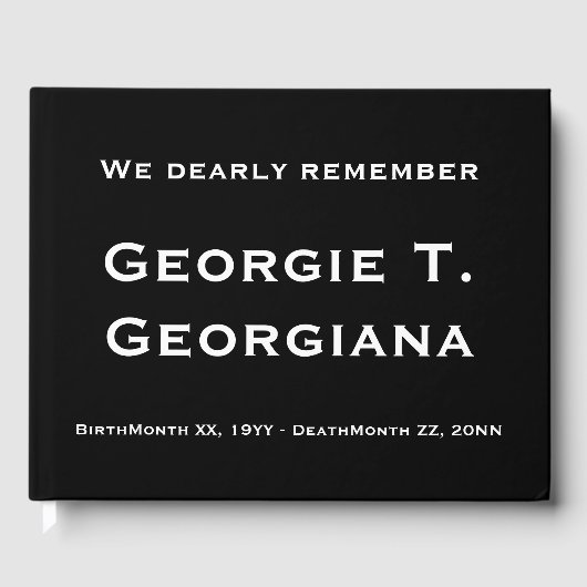 Respecteerbaar en elegant begrafenisgastboek gastenboek (Voorkant)