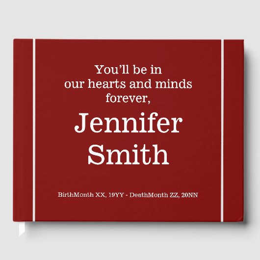 Respecteerbaar en elementair Memorial Guest Book Gastenboek (Voorkant)