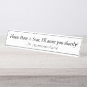 Respecteerbaar "Gelieve een zetel te hebben" + naa Bureau Naambordje (Voorkant)