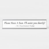 Respecteerbaar "Gelieve een zetel te hebben" + naa Bureau Naambordje (Voorkant)