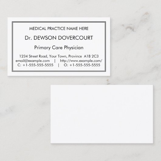 Respecteerbaar, Humble Visitekaartje (Voorkant / Achterkant)