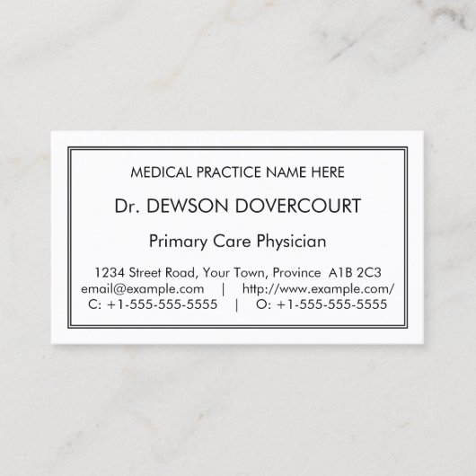 Respecteerbaar, Humble Visitekaartje (Voorkant)