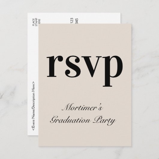 Respecteerbaar "rsvp"-Briefkaart Briefkaart (Voorkant / Achterkant)