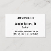 Respecteerbaar, Visitekaartje van de Beroepsadvoca (Voorkant)