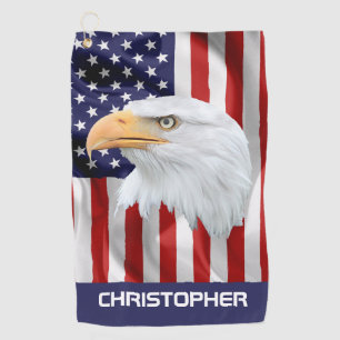 Respecteerbare adelaar, de Amerikaanse vlag, patri Golfhanddoek