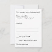 Respecteerbare, schone en elegante "RSVP"-kaart RSVP Kaartje (Achterkant)