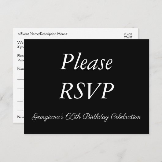 Respectvol "Please RSVP"-Briefkaart Briefkaart (Voorkant / Achterkant)