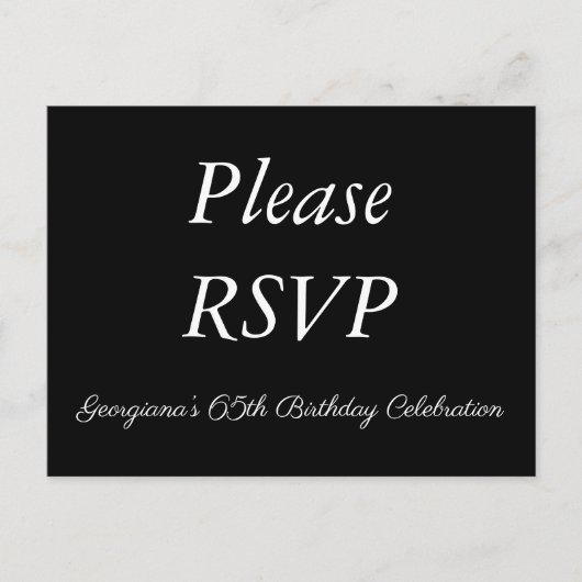 Respectvol "Please RSVP"-Briefkaart Briefkaart (Voorkant)
