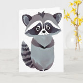 Respectvolle Wasbeer | Cute Dier Aquarel Kaart (Gele Bloem)