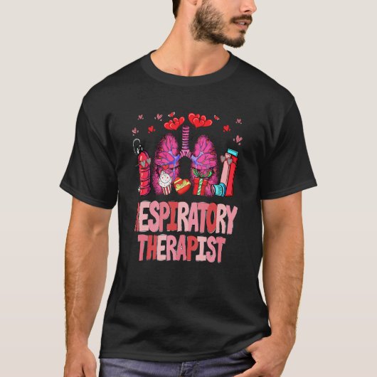 Respiratory Therapist Oxygens Hearts Lungs Valenti T-shirt (Voorkant)