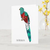Resplendent quetzal bird cartoon illustration kaart (Gele Bloem)