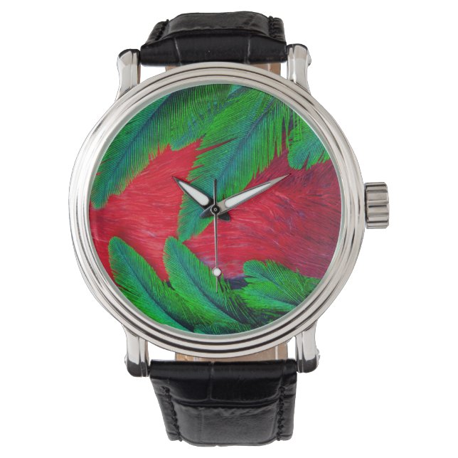 Resplendent Quetzal-vederontwerp Horloge (Voorkant)