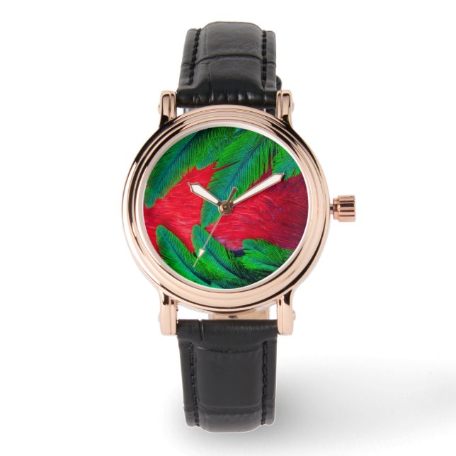 Resplendent Quetzal-vederontwerp Horloge (Voorkant)