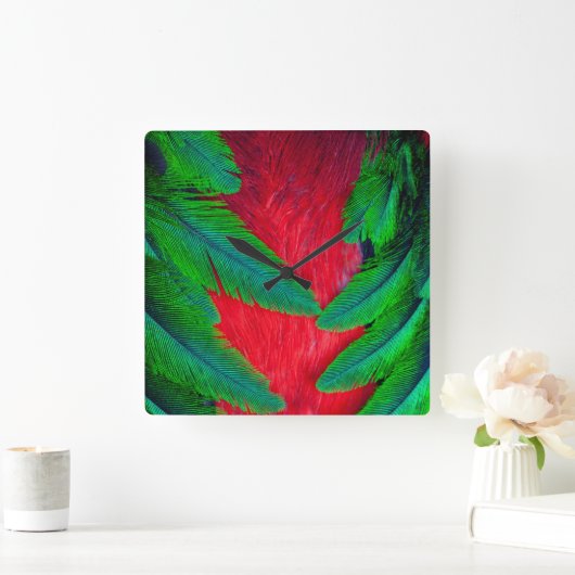 Resplendent Quetzal-vederontwerp Vierkante Klok (Huis)