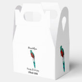 Resplendent quetzal-vogel cartoon illustratie bedankdoosjes (Geopend)