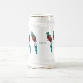 Resplendent quetzal-vogel cartoon illustratie bierpul (Center)