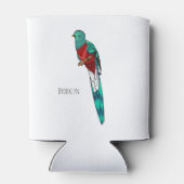 Resplendent quetzal-vogel cartoon illustratie blikjeskoeler (Achterkant)