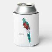 Resplendent quetzal-vogel cartoon illustratie blikjeskoeler (Blikje Achterkant)