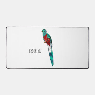 Resplendent quetzal-vogel cartoon illustratie bureaumat