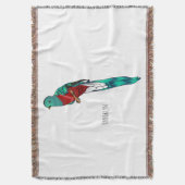 Resplendent quetzal-vogel cartoon illustratie deken (Voorkant Verticaal)