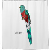 Resplendent quetzal-vogel cartoon illustratie douchegordijn (Voorkant)