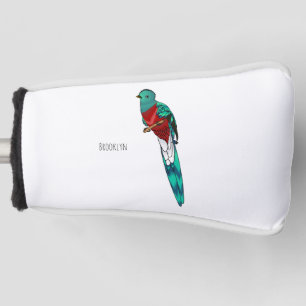 Resplendent quetzal-vogel cartoon illustratie golfheadcover