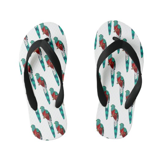 Resplendent quetzal-vogel cartoon illustratie kinder teenslippers (Voetbed)