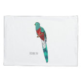 Resplendent quetzal-vogel cartoon illustratie kussensloop (Achterkant)