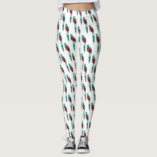 Resplendent quetzal-vogel cartoon illustratie leggings