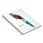 Resplendent quetzal-vogel cartoon illustratie notitieboek (Rechterzijde)