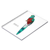 Resplendent quetzal-vogel cartoon illustratie notitieboek (Linkerzijde)