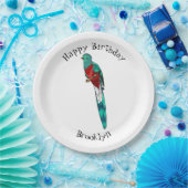 Resplendent quetzal-vogel cartoon illustratie papieren bordje (Feest)