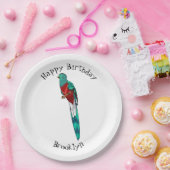 Resplendent quetzal-vogel cartoon illustratie papieren bordje (Feest)