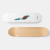 Resplendent quetzal-vogel cartoon illustratie persoonlijk skateboard (Horizontaal)