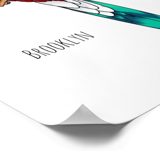 Resplendent quetzal-vogel cartoon illustratie poster (Hoek)