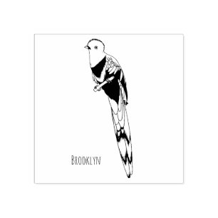 Resplendent quetzal-vogel cartoon illustratie rubberstempel