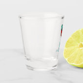 Resplendent quetzal-vogel cartoon illustratie shot glas (Links)