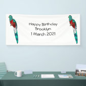 Resplendent quetzal-vogel cartoon illustratie spandoek (Beurs)