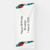 Resplendent quetzal-vogel cartoon illustratie spandoek (Verticaal)